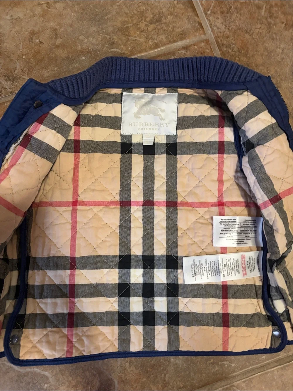 Burberry Quilted Navy Button-Front Vest
